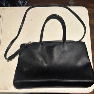 A New Day: Black Leather Tote Handbag